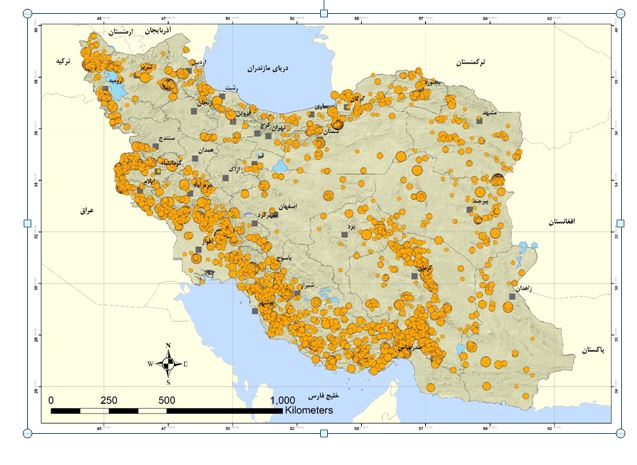 توزیع زلزله‌های با بزرگی 2.5 و بالاتر در سال 1398 