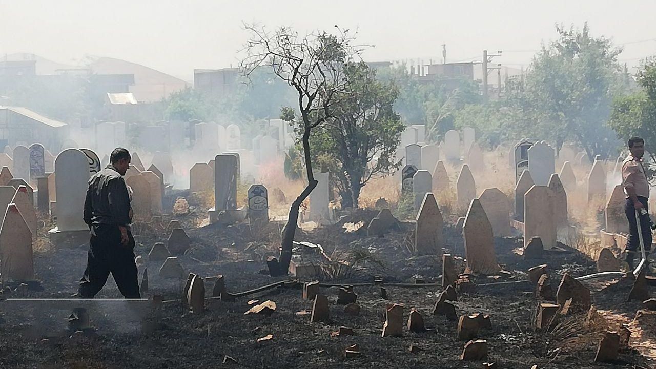 گورستان بوکان بازهم آتش گرفت