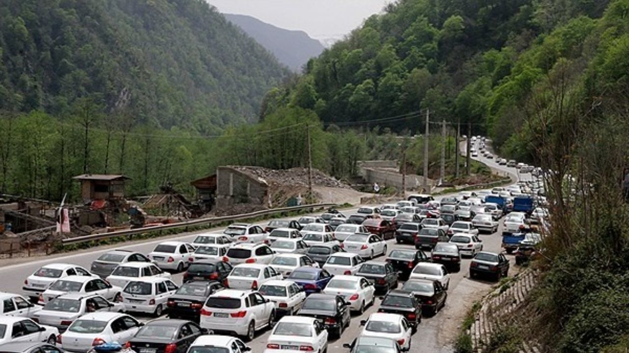 ترافیک سنگین در جاده چالوس