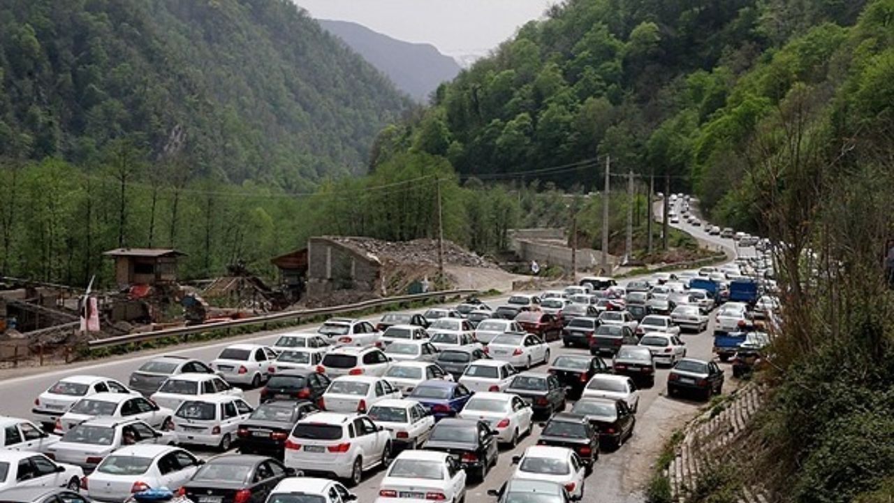 ترافیک سنگین در جاده چالوس