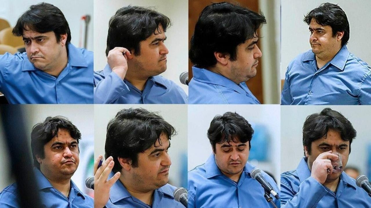 روح‌الله زم بی‌خیال ماسک و کرونا در آخرین روز دادگاه+عکس